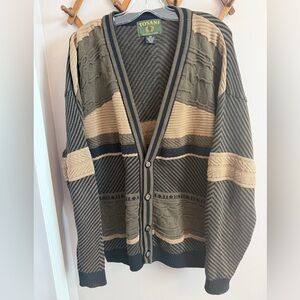 VTG Tosani Canada 3D Knit Cardigan | Earthy Coogi Style Geometric 90s M